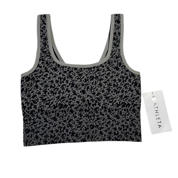 Athleta Aurora Scoop Crop Tank Size XS NEW Seamless Animal Print Gym Workout - Picture 3 of 8